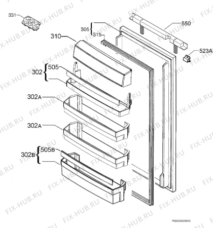 Взрыв-схема холодильника Aeg Electrolux AIK2221R - Схема узла Door 003